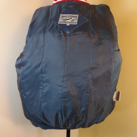 Steve & Barry's Letterman Style Jacket Faux Leather USA Patriotic Men's SZ S/M - Picture 11 of 12
